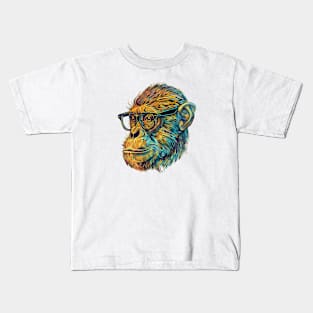 Brainy and Bold: The Bespectacled Chimp! Kids T-Shirt